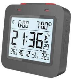 Technoline WT325 Réveil Radio-piloté avec Affichage de la température intérieure et extérieure, 2 alarmes de réveil