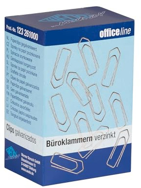 WEDO Lot de 1000 trombones pointus 26 mm, galvanisés brillants