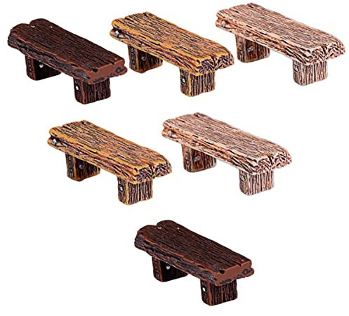 SUPVOX 6pièces Mini Tabourets Résine Décoratifs pour Paysage Micro Jardin DIY Ornements Miniatures Style Bois Vintage Décoration Intérieure Et Extérieure