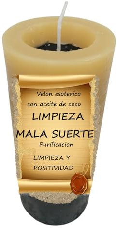 Vela Esotérica de LIMPIEZA Y MALA SUERTE. Con Aceite de Coco, Purificación y Positividad. Vela esoterica.