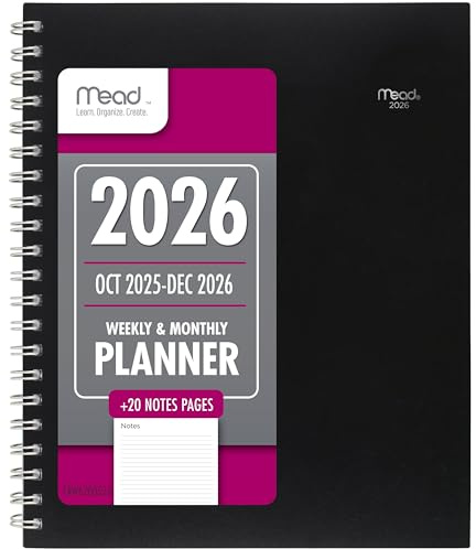 Mead 2026 Planner, Weekly & Monthly, 15-Month, 8-1/2 x 11, Large, Basic, Black (CRW6200526)