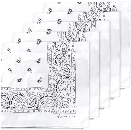 ZENO Bandana – 100% Baumwolle & Natürliche Fasern – Halstuch Ohne Polyester – Hochwertig, Weich, Langlebig & Waschmaschinenfest – Bandana Herren & Damen – Unisex & Kinder - 5 Pack