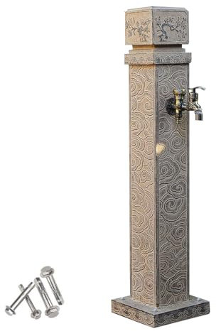 YZWZZXC Garten Wassersäule, Standbrunnen Antik, Landschaftsdekor-Wasserhähne, Frostschutz und Sonnenschutz, Prägedesign, für Bewässerung, Waschen und Springbrunnen(123cm/48in)