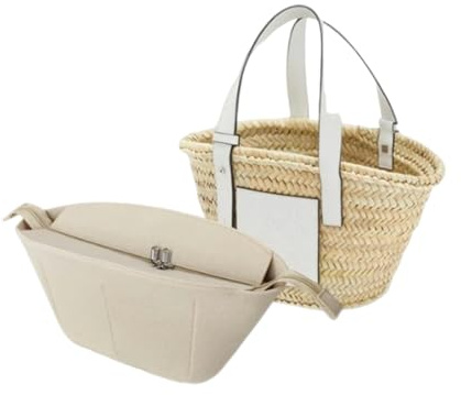 Xoppia Bag Organizer compatible with Loewe Classic Raffia Basket Bag Felt Insert Liner for Women Tote Handbag. (Style A, Medium)