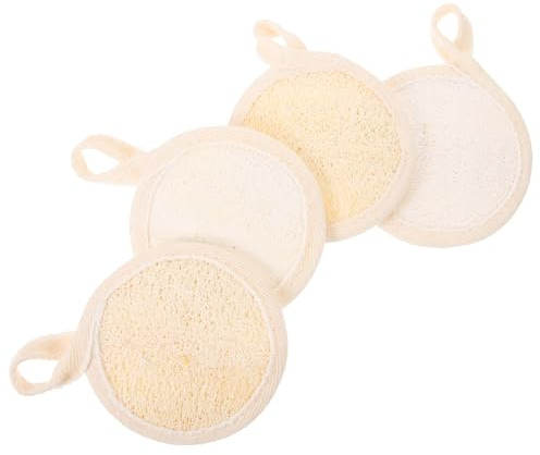 Homoyoyo 4 Stück Peeling Gesichtspads Klein Aus Natürlicher Luffa Faser Sanfter Gesichtspeeling Schwamm Für Damen Porentiefe Reinigung Und Glatte Haut Leicht Und Tragbar Hautfreundlich