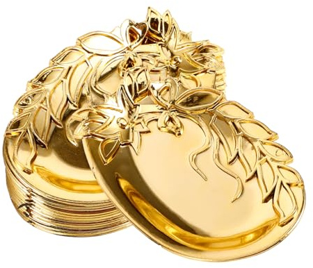 PartyKindom 12pcs Gold Snack Tray Multipurpose Candy and Fruit Plates Serving Dish for Appetizers and Dried Fruit Storage in Western Style