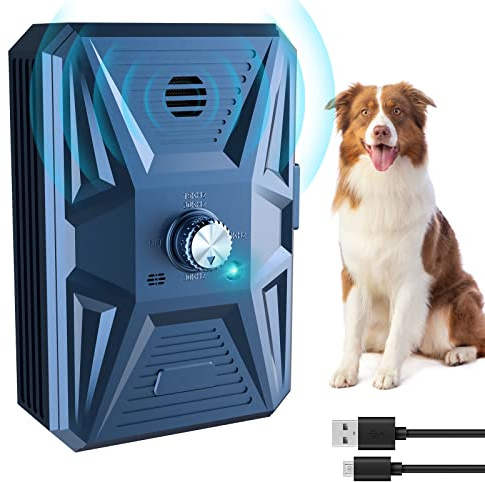 Queenmew Anti Bell Gerät Hunde, 3 Modi Antibell Ultraschall Gerät, 33 Fuß Stopp Hundebell Gerät, IPX4 wasserdichtes Antibell für Hunde für das Training Großer Kleiner Hunde im Freien und Innenbereich