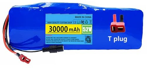 Batteria agli ioni di Litio per Bicicletta Elettrica 52 V 30 Ah Batteria al litio Ricaricabile da 14S3P per Karting Scooter Bicicletta Elettrica con Caricabatterie T plug,52V 30Ah