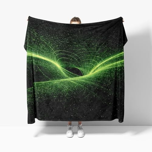 Cobija y Colchas, Agujero Negro GeoméTrico de Ciencia FiccióN Cálida y Mullida, Frazada de Microfibra Mantas para Sofa, Verde Manta de Franela Sherpa Gruesa de Invierno Blanket XL 130x150 cm