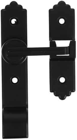 Kisangel Loquet de Porte Coulissante sans Perçage Verrouillage Sécurisé Anti-effraction Installation DIY Facile Adapté Portes Intérieures Placards et Clôtures Noir avec Poignée