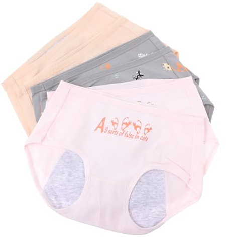 HONITANO 6 Stück Damen Menstruationshosen Aus Baumwolle Hochtalierte Periodenunterwäsche Mit Elastischem Bund Auslaufsicher Atmungsaktiv Und Strapazierfähig Schutz Vor Auslaufen Für Frauen