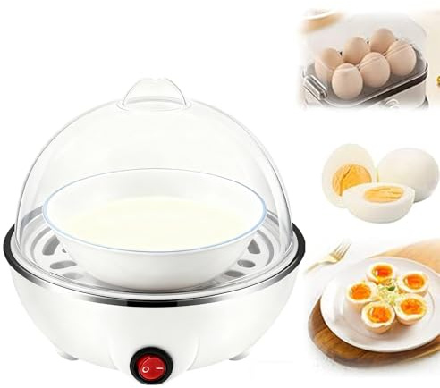 Electric Egg Boiler, Egg Cooker, 7 Egg Capacity Boiled Egg Maker for Soft, Medium, Hard Boiled Eggs, Auto-Off, Includes Poaching Trays