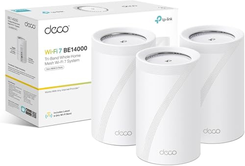 2026 New TP-Link Deco BE68(3-pack) BE14000Mbps Tri Band Mesh WiFi 7 System, 10 Gigabit Port, 8100 ft2 Whole Home Coverage, 200+ Devices Connection, Extender Booster, VPN, APP Setup, GoogleHome/Alexa