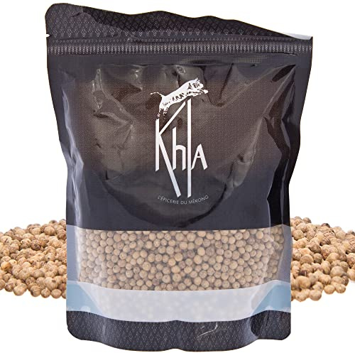 Khla - Poivre Blanc de Kampot Bio - Sachet Vrac Poivre en Grains 250g - Recharge Moulin - Grand Cru, Fort & Puissant - Ingrédient Cuisine - Direct Producteur - Épice Asie - Origine Cambodge
