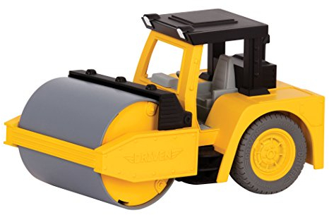 Driven by Battat Driven Micro Straßenwalze mit drehender Walze 19 cm mit Lichtern und Tönen – Spielzeugauto LKW mit Funktionen – Spielzeug ab 3 Jahren, Schwarz
