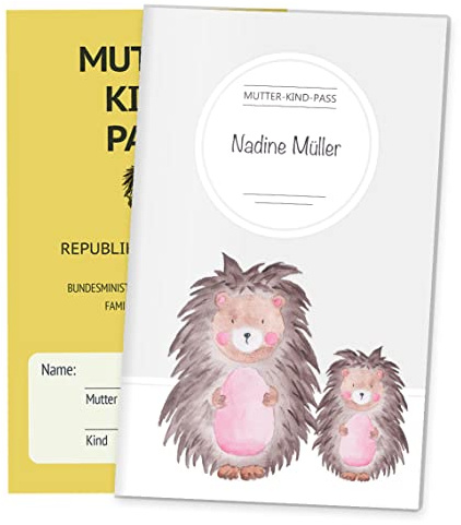 OLGS Mutter-Kind-Passhülle Österreich Waldtiere - Personalisierbare Schutzhülle mit Ultraschallbildfach, Igel