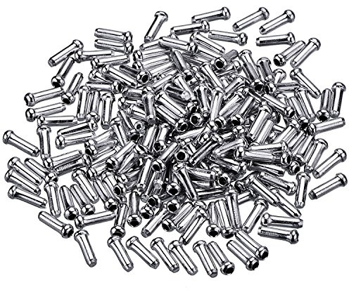 200 Pack End Brake Cable Cap Crimp Ends for Road Bike and Mountain Bicycle, Silver