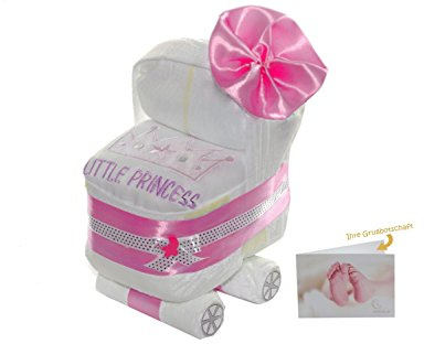 Chariot à couches rose pour fille – Gâteau de couches, poussette Babygirl, cadeau de naissance
