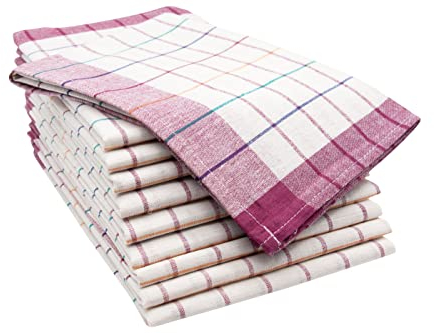 ZOLLNER 10er Set Geschirrtücher Baumwolle in 50x70 cm - saugstarke und langlebige Küchentücher - waschbar bis 60°C – in rot kariert - Gastronomiequalität - Oeko Tex® Zertifiziert