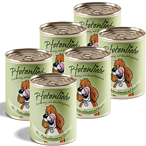 Pfotenliebe Bio Hundefutter Nassfutter mit Qualitätsgarantie, Bio-Putenschlemmer mit Zucchini, Natürlich ohne Chemie, Machen Sie Ihren Hund glücklich!, 6x400g