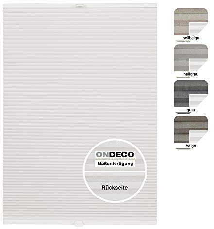ondeco Waben-Plissee Thermo auf Maß für alle Fenster innen, ohne Bohren, Montage Klemmträger bis 27 mm, Sonnenschutz-Rollo lichtschutz und Verdunkelung Weiß B: 81-90 cm, H: 40-100 cm