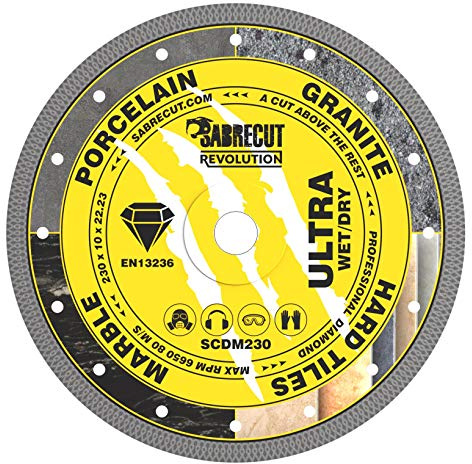 SabreCut 1pc SCDM230 230mm x 22.23mm Bore Mesh Turbo Diamond Cutting Disc | High-grade diamond construction provides fast, clean and durable dry cutting with no water cooling required