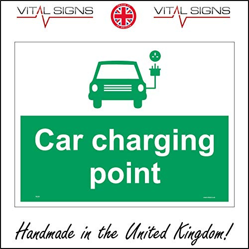 VE229 Car Charging Point Sign Electric Plug in Carbon Garage Shop Evs Hybrid 200mm x 150mm 1mm PVC Foamex