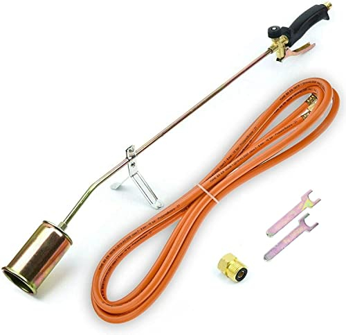 Gasbrenner Unkrautbrenner 58 KW + 5 Meter Schlauch + Adapter + Ständer Dachbrenner Unkrautvernichtung, Anzünder, Bitumenbahnen Brenner Abflammgerät für Unkraut SN0283