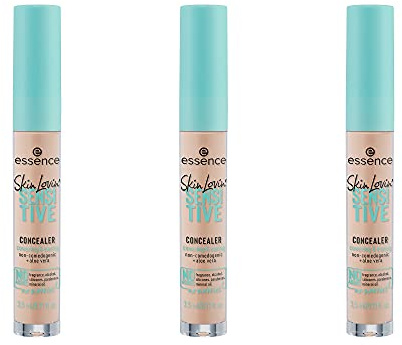 Esence Skin Lovin' SENSITIVE CONCEALER, corrector, no obstruye los poros, con aloe vera, sin aroma, alcohol, siliconas, nº 20, mediano, nude, piel, vegano, sin aceite, 3 unidades (3 x 3,5 ml)