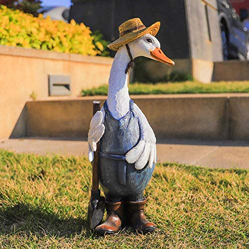 Garden Ornaments Außen Statuen Gartendekorationen Ente Figurine Skulpturen Netter Shabby Chic Ente Ornament Figurine Garten Accessorie, Harz Ente Ornamente Garten-Tier-Statue Ente Garten