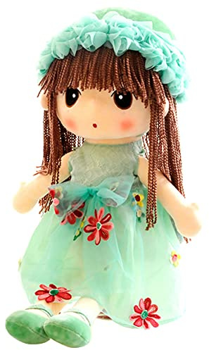 LICHENGTAI Weiche Stoffpuppe, Stoffpuppe babypuppe Püppchen mit Haar, 45cm Schöne Puppe Stoffpuppe Plüsch Stofftier Spielzeug Cartoon Deko Toy Geschenk Gift für Kinder Baby Mädchen, Grün