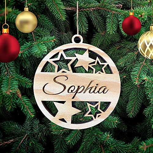 Pet-Jos Personalisierte Namen oder Wunschtext Weinachtsbaum Weihnachtsbaumschmuck Weihnachtsdeko aus Holz Deko Weihnachtsdekoration Ornament Holz Christbaumschmuck Mit Hanfseil