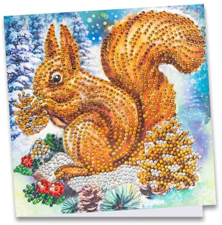 Ideen mit Herz Diamond-Painting-Grußkarte | Strass-Edition | 16 x 16 cm | 370 g/m² | inkl. Steine, Umschlag & Werkzeug (Eichhörnchen)