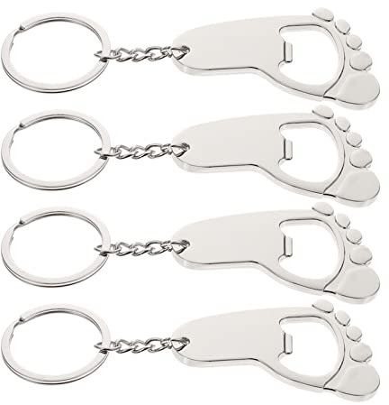 HEMOTON 4 Piezas Abrebotellas Abridor De Tarros para Personas Mayores Llavero De Pies De Bebe Llavero Abridor De Cerveza Personalizado Abrelatas Jugo Aleación De Zinc Bebé Portátil