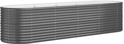 vidaXL Hochbeet, Wetterfestes Hochbeet für Garten Balkon Terrasse, Kräuterhochbeet zum Selber Bauen, Pflanzkasten aus Metall, Verzinkter Stahl Anthrazit