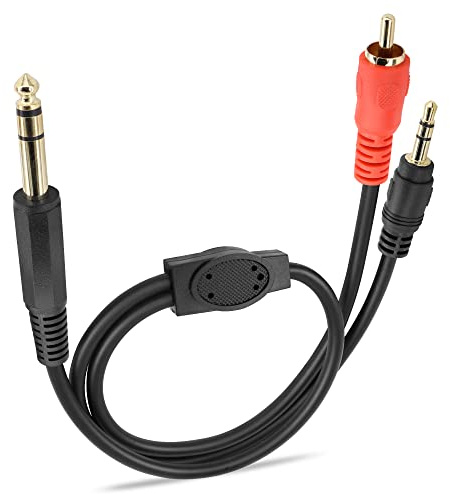 GINTOOYUN 6,35 mm maschio a RCA maschio + 3,5 mm maschio audio da 6,35 mm maschio a RCA maschio + 3,5 mm doppio canale maschio Y splitter cavo adattatore per home stereo, mixer, lettore MP3, ecc