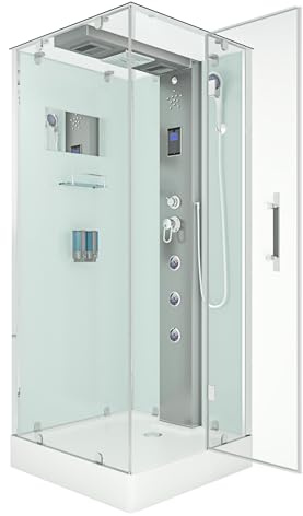 AcquaVapore Dampfdusche Duschtempel Sauna Dusche Duschkabine D38-00R2-EC 80x80 cm mit 2K Scheiben Versiegelung