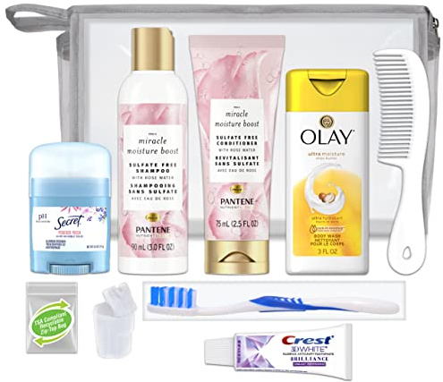 Convenience Kits International Women’s Deluxe Kit 10 PC Kit Featuring: Sulfate Free Hair, Face & Body, Oral Care, Travel-Size Travel Essentials