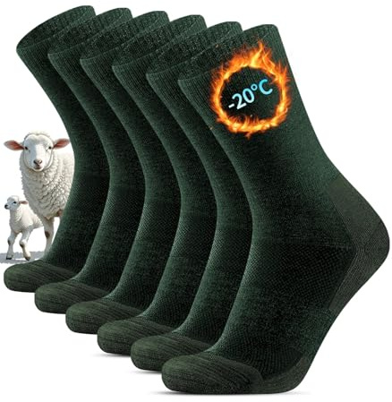 HIYATO 3 Pares Calcetines de lana deportivos de invierno térmicos,Transpirables, Hombres y Mujeres(39-42, 3 Pares | Verde)