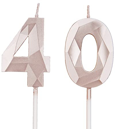 DTXLX Rose Gold Number 40 Birthday Candles Cake Decoration | 40th, Happy, Toppers, for, Parties, Weddings, Company, Anniversaries