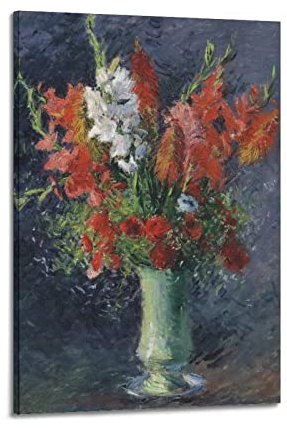 JAHER Gustave Caillebotte Gemälde – (Vase von Gladiolen) Poster Leinwand Wandkunst Dekorativ Schlafzimmer Modern Home Druck Bild Kunstwerke 20 x 30 cm