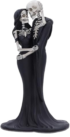 Nemesis Now Eternal Embrace 24 cm, harts, gotisk bröllopsgåva, skelett kramfigurin, gjuten i den finaste hartsen, handmålad, svart och vit
