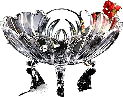 PAREKS Plateau à fruits, Coupe à fruits pour fête de bureau en verre de cristal assiette à fruits de salon table basse assiette à bonbons assiette haute assiette