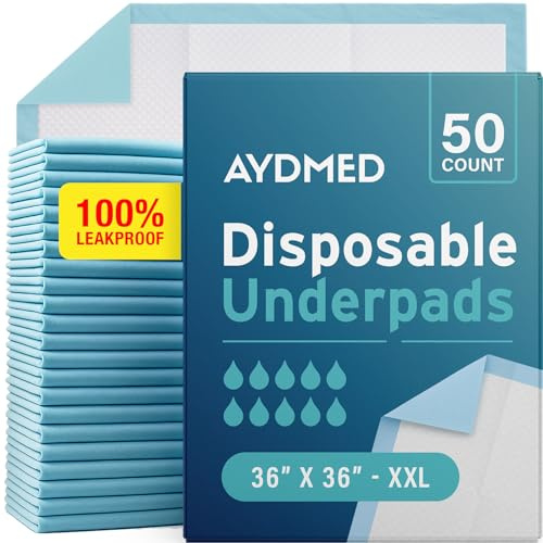 50 x AYDMED Incontinence Underpads 36 x 36 | XXXL Bed Pads Disposable Adult | Max Absorbency Chux Pads for Adults, Children & Babies | Incontinence Bed Pads & Pee Pads
