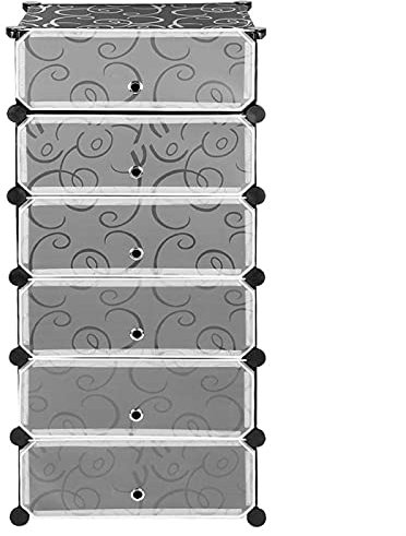 HEXEH Shoe Rack 6 Layer DIY Removable Shoe Cabinets Wardrobe Transparent Dust Proof Thickened Shoe Organizer Plastic Clamshell Shoe Box Shelf Storage