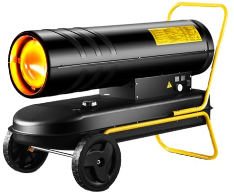 25kW Calefactor de gasoil Directo Calentador de gasoil Calefactor de gasoil indirecto (Chasis, Protección contra sobrecalentamiento, Termostato）Ventilador axial, Portátil, Exteriores, Obras, Talleres