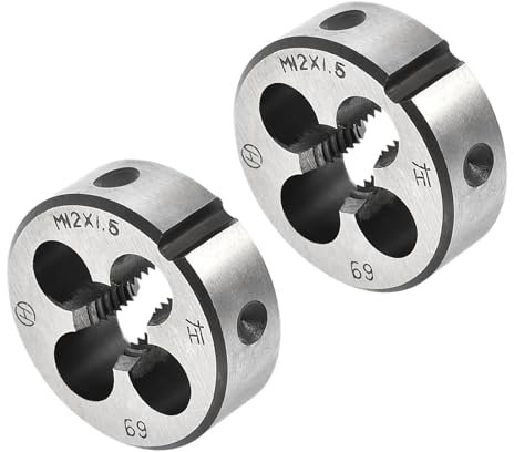 CoCud Rundes Gewindereparatur-Schneideisen, M12x1.5 Schneideisen 38mm Außendurchmesser, Legierter Werkzeugstahl Linksgewinde-Zylindrisches Gewindewerkzeug mit 4 Spanlöchern, 2 Stück