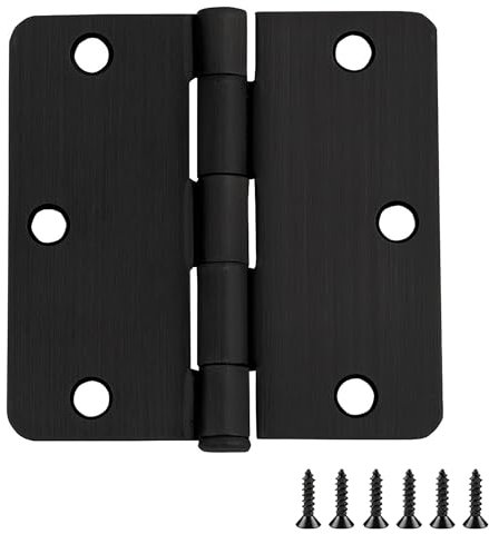 Design House Door Hinges for Interior Doors 6-Pack 3.5-inch x 3.5-inch – Rounded 1/4-inch Radius Steel Door Hinge – Oil Rubbed Bronze – Fits Standard Doors – Design House 188417