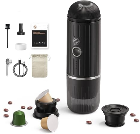 i Cafilas Portable Coffee Maker:12 V Travel Espresso MachineTragbare Wiederaufladbar,Tragbar Kaffeemaschine mit wiederaufladbarem für Reisen,Camping,kompatibel mit Nespreso Kapseln,Selbsterhitzung