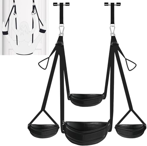 Door Sex Swing for Couples- Soft Plush Leather Bondage Sling with Adjustable Straps, Hanging Handcuffs & Leg Restraints Adult Toys for Couple